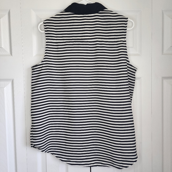Daisy Fuentes Striped Button Down Tank Top Sz L - Picture 3 of 8